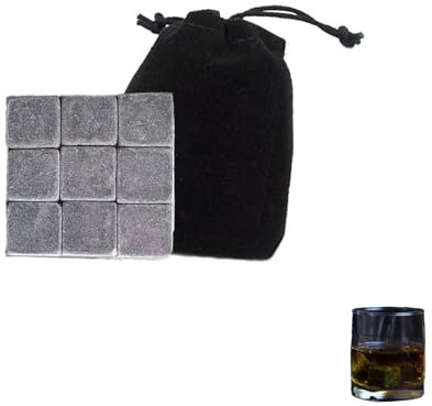 9 Pierres à Whisky en Granit - Glaçons Réutilisables Élégants pour Conserver l'Aromat de Vos Alcools