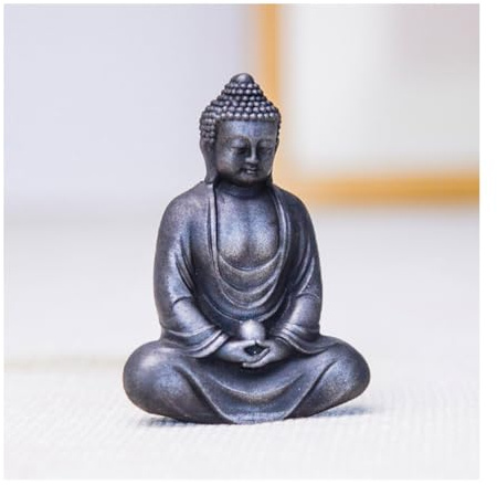 YANGAFJDUA Eisen Buddha Statue Klein, Mini-Buddha-Yoga-Meditation, Retro Buddha Figur Garten, Sitzende Buddha-Skulptur Sitzender Schnitzender Buddha für Zuhause Büro Desktop-Dekoration,B