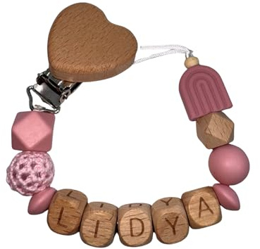 Schnullerkette mit Namen personalisiert für Junge oder Mädchen | Giraffe | personalisiertes Baby Geschenk | Schnullerband | verschiedene Modelle | inkl Geschenkebeutel | Handmade by Liylid (Modell 11)