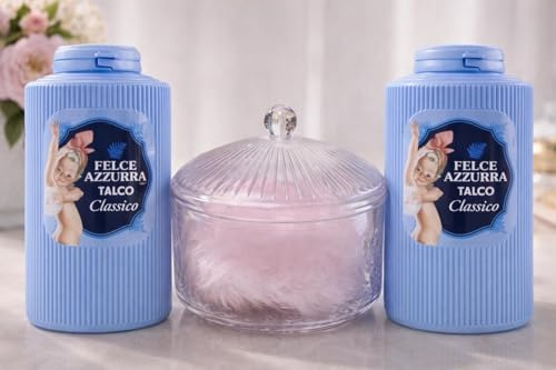 Felce Azzurra Set Due Talco Classico 500g con Porta Cipria e Piumino