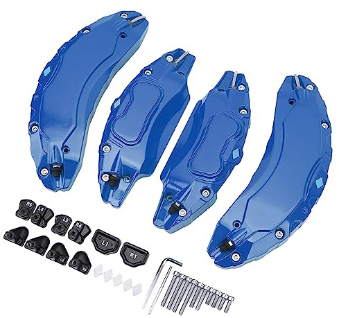Ausla Car Caliper Covers, Aluminium Alloy Disc Brake Caliper Protector for, Stylish Design, Heat Dissipation and Easy Installation, 2017-2023 Compatible (Blue)