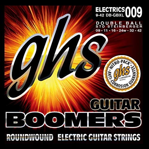 GHS Double Ball End Boomers - DB-GBXL - Electric Guitar String Set, Extra Light, .009-.042, Double Ball