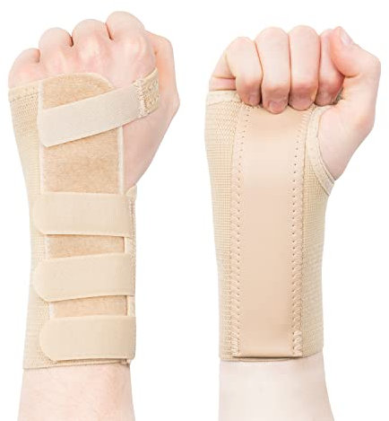 Actesso Tri-Weave Wrist Support Splint Brace - Relieves Pain from Carpal Tunnel, Fractures, Sprains and Joint Pain (Beige, Large Right)