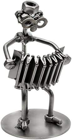 STEEMO Schraubenmännchen Harmonika Akkordeon Geschenk Metall-Deko 9x9x15 cm