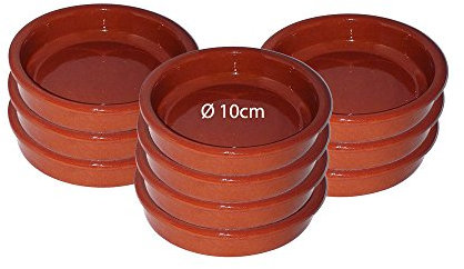 Terracotta Set of 10x10cm Rustic Cazuela Clay Pans Terracotta Tapas Bowls Serving Dishes, Ceramic