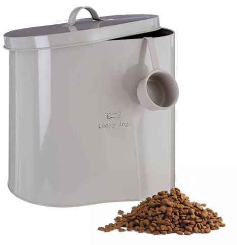 Premier Housewares Boîte de Stockage de Nourriture pour Animaux domestiques avec cuillère Naturel, Métal, Naturel, 12 L