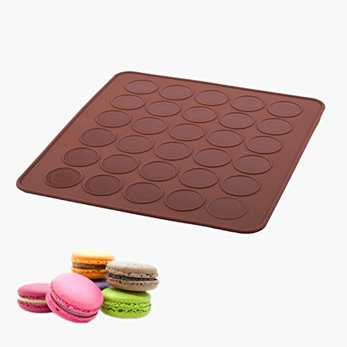 beicemania® Silicone Baking Mat Macaron Mat Baking Sheet Macaroons Cookies and Biscuits Round Brown 30 Capacity