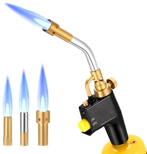 LIVOSA Propane Torch Head with 3 Nozzles, Trigger Start Ignition for High Intensity Welding, Soldering, Cooking (Gas Tank Not Included) ﻿