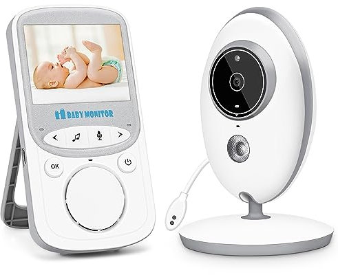 Babyphone Kabelloses Video-Babyphone mit Kamera Babyphones mit Zwei-Wege-Audio, 2,4-Zoll-Display, Raumtemperaturmonitor, Nachtsicht, 70-Grad-Objektiv
