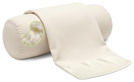 Bean Products Nackrulle organisk kapok-kudde + naturlig orgon-fodral – 10 cm x 30 cm – organisk bomull med dragkedja – tillverkad i USA