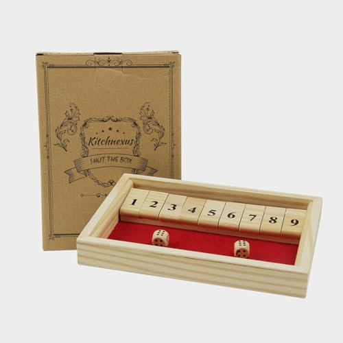 Kitchnexus Deluxe 2-Spieler Shut The Box 9er Würfelspiel Holz Tisch Spiel Klassisch Würfelspiel Board Spielzeug (Rot)
