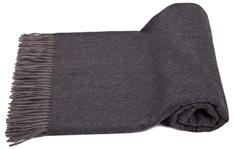 MA.AL.BI 1947 Morbido plaid in 100% Cashmere misura 150X180 cm (grigio scuro), scatola regalo inclusa