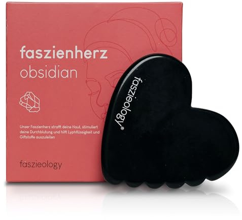 Faszienherz von Faszieology by Carola Bleis - handgearbeiteter Gua Sha aus schwarzem Obsidian - Beauty Massage Tool für Gesicht und Körper - Faszienmassage - beautifull Aging