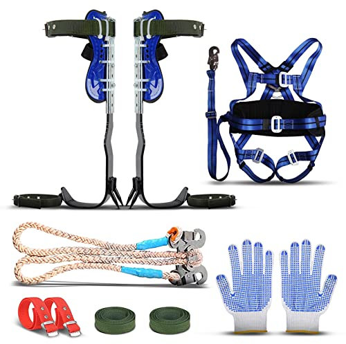 Kotsy Baumkletterbaumspikes Tree Climbing Tree Spikes mit 2 Zahnrädern und 5-Punkt-Sicherheitsgurten, Klettern von Bäumen Steigeisen Tree Climber Set Verstellbare Wadenhöhe