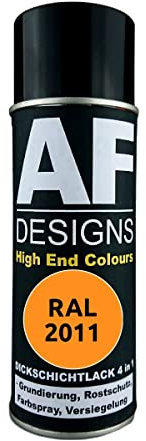 Alex Flittner Designs Vernice Antiruggine 4 in 1 RAL 2011 Arancio Profondo Spray Protezione Metallo Colore Antiruggine Spray
