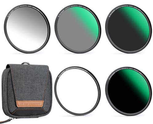 K&F CONCEPT 82mm 5-in-1 Magnetic Lens Filter Kit, Includes GND8+ ND8+ ND64+ ND1000+ Adapter Ring, Neutral Density Multi-Layer Coating HD Optical Glass &Waterproof Pouch (Nano-X Series)
