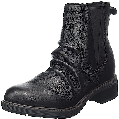 Clarks Botas de moda Hearth Rose para mujer, Piel negra, 39.5 EU
