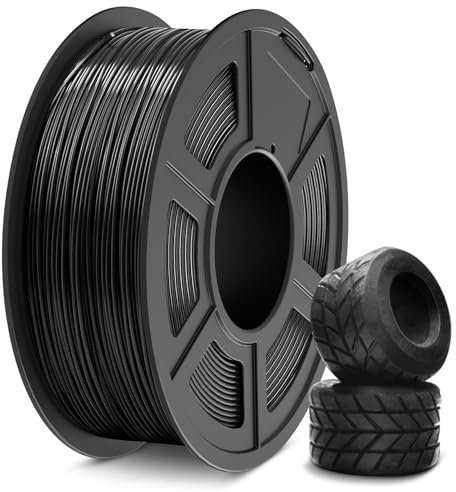 SUNLU TPU 3D Drucker Filament, 1KG Hochgeschwindigkeits 95A TPU Filament 1.75mm, Flexibles 3D Filament für schnellen Druck, Maßgenauigkeit +/-0.03mm. (Schwarz)
