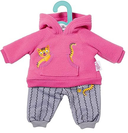 Dolly Moda, Puppenkleidung, Sport-Outfit Pink Katze 36cm, Kapuzenpulli mit Hose, 871584, Zapf Creation
