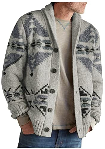 Duohropke - Sudadera de lana gruesa para hombre, con cuello alto, manga larga, chaqueta de trabajo, con capucha, de punto grueso, chaqueta de punto, abrigo, suéter con capucha, gris, 3XL