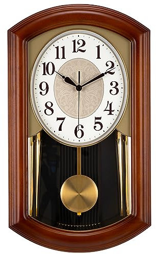 AOKLEY Reloj de Pared de péndulo 52 * 30cm, Reloj de pendulo, Reloj de carrillon Antes de Las campanadas, Fabricado en Madera