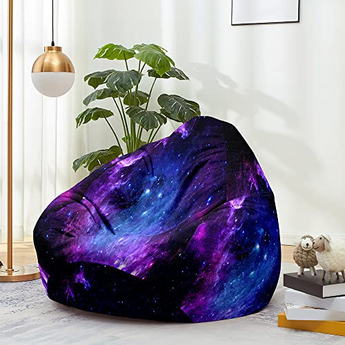 Mateju Bean Bag Chair, Beanbag Chair Adult, 3D Aurora Borealis Bean Bag Without Filling, Plush Toy Storage Large Bean Bags, High Back Bean Bags, Suitable for Indoor Beanbag (M,Purple)