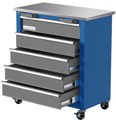 LARBANKE 5-Drawer Tool Chest,Tool Cabinet on Wheels with Keyed Locking System and Drawer Liners,Tool Chest with Link Buckle and can be Combined to Large Cabinet Set,for Warehouse,Garage, 05-C