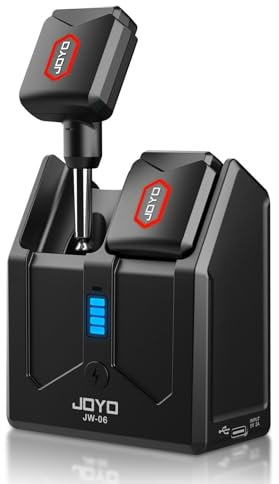 JOYO 5.8Ghz Wireless Guitar Transmitter and Receiver System with Charging Box 4 Signal Channel for Guitarist & Bass and Electric Instruments (JW-06)