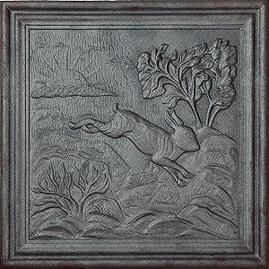 LUNA WAY CAST IRON - Lastra in ghisa Decorata per camino CONIGLIO | Immagazzina e Riflette Calore a Lungo | Resistente all'Usura e Corrosione | Facile da Installare anche in termo camni, 50 x 50 cm