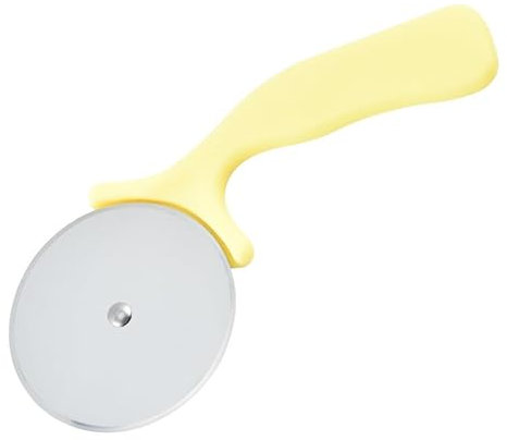 Stainless Steel Pizza Wheel Cutter Roller Plastic Handle Small Cake Maker Circular Stainless Steel Pizza Wheel Cutter Roller Cake Maker (Yellow)