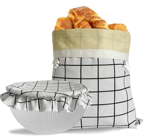 NEOHANA Beeswax Bread Bags for Homemade Bread and Bowl Cover Reusable Bread Baker Set Sourdough Bags