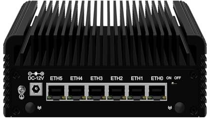 MNBOXCONET Firewall Appliance N200 Mini PC, Small Fanless Ordinateur de Bureau, Barebone NO RAM NO SSD, 6 x 2.5GbE I226-V LAN. Windows 11 Pro, VPN, Micro Router OPNsense, Type-C, TF Slot, HD