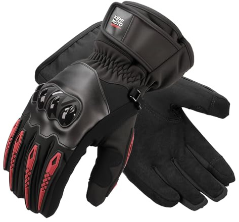 KEMIMOTO Winter Motorradhandschuhe, Winddichte Motorrad Handschuhe mit Touchscreen-Funktion, Warme Winterhandschuhe für Herren Damen