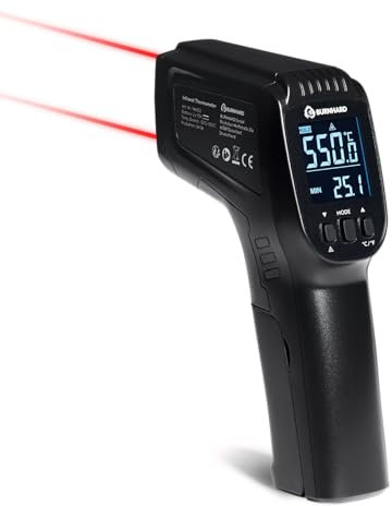 Termometro a infrarossi BURNHARD® Misurazione rapida senza contatto, Doppio laser, Display segmentato, Funzione Hold, Intervallo -50 a 550°C, incl. 2 x batterie AAA – ThermoPro Plus