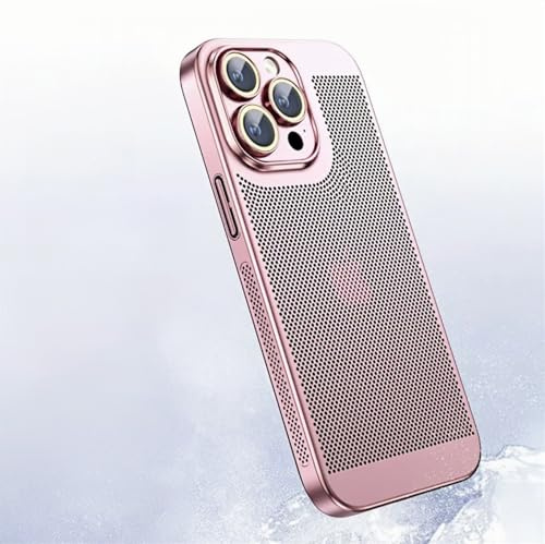 Tybiky - Custodia per iPhone 12 Mini con Dissipazione del Calore, Ultra Sottile, Protezione con Fori, Cover in PC, Nuova Sensazione Opaca, Raffreddante e Traspirante, Oro Rosa