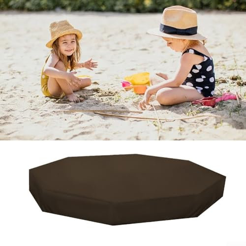 Achteckige Sandkastenabdeckung, achteckige Sandkasten-Abdeckung, schwarzes Oxford-Gewebe, Sandkasten-Deckel, für Kinder (Kaffee)