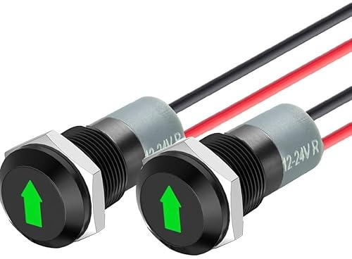RUNCCI-YUN 2pcs 1/2(12mm) 12V 24V Waterproof LED Metal Indicator Light,LED Warning Light Panel Mount Indicator Power Indicator Dash Light, for Car Truck Boat