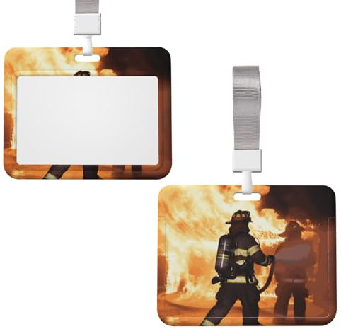 Ausweishalter mit Umhängeband, wasserdicht, für Feuerwehrmann, Feuerwehrmann, Flamme, Ausweishülle, Ausweis-Schutz mit transparentem Ausweisfenster, Namensschilder für Damen, Herren, Arbeit, Büro,