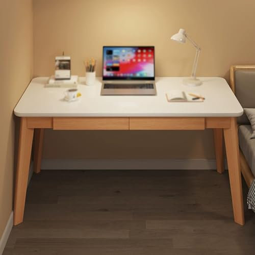 Scrivania moderna per computer in legno bianco per casa e ufficio, robusta postazione di lavoro con tavolo da gioco, tavolo da lettura, mobili da lavoro (120 x 55 cm)