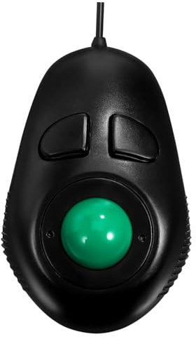 KONTONTY 4d Wired Usb Trackball Mouse Compact Mini Handheld Trackball Mouse for Laptop Computer Black Portable Corded Travel Ergonomic Navigation Device