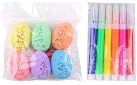 Uhngw Dipingere le uova di Pasqua,Uova di Pasqua per dipingere, Kit da colorare per uova di Pasqua Arts and Crafts, Kit da colorare per tinture per uova 6X, cestini pasquali per ragazze e ragazzi