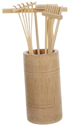 Yardwe Set di Rastrelli da Giardino Zen in Bambù 6 Pezzi, Strumenti Miniatura per Arte del Sabbia, Design Unico, per DIY e Relax Yoga