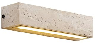 Applique da parete rettangolare in travertino da 9,4 pollici, corpo lampada in pietra impermeabile a LED, lampada da parete Art Decor in stile giapponese, lampada da parete per interni ed esterni