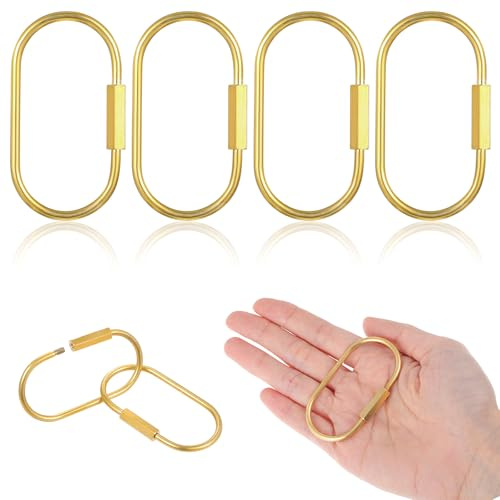 4 llaveros de latón con cierre de mosquetón dorado, cierre de tornillo dorado, cadena de llavero de estilo simple, resistente, organizador de bolsas para bolsos, soporte universal para llaves para
