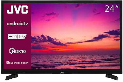 JVC Fernseher 24 Zoll Android Smart TV HD-Ready Fernseher, HDR TV mit Triple-Tuner, LED TV LT-24VAH3455