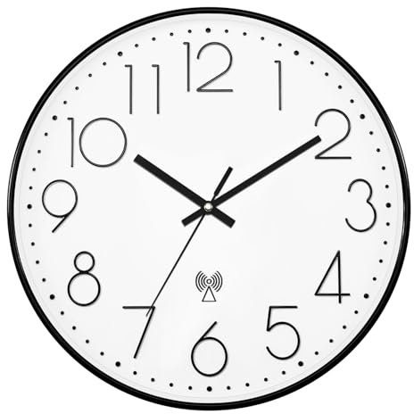 Wanduhr Funk Lautlos Funkwanduhr Geräuschlos Funkuhr Wand Modern 30cm | Wanduhren Ohne Tickgeräusche Wandfunkuhr Küchenuhren Wohnzimmer Uhr