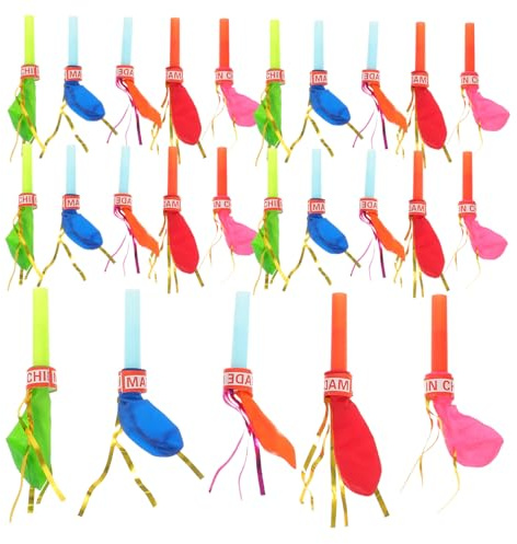 JUMPLAWN 100 Stück Sichere Kunststoff Partytröten mit Selbstaufblasenden Ballons für Kindergeburtstag und Veranstaltungen als Lustiges Spielzeug für Mädchen