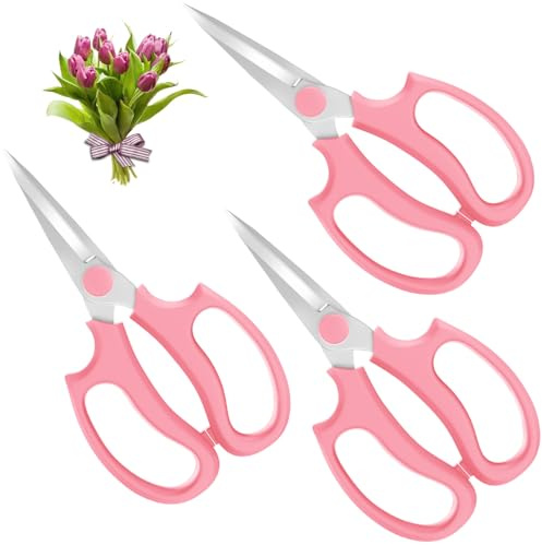 Housolution Ciseaux à Fleurs Pointus, 3PCS, Ciseaux de Jardinage, Rose