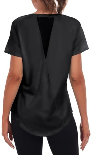 Jlowesun Sportshirt Damen Funktionsshirt Sport Tshirt Kurzarm Fitness | UV Leichtes Atmungsaktiv Back Mesh Rundhals Top Laufshirt Yoga Locker Activewear Fahrradshirt Sommer Oberteile
