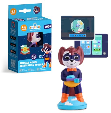 Edurino Figur Luca – Lernspiel App für Kinder ab 5 J. – Medien Verstehen | Spielerisch Digital Lernen, Digitale Medien Nutzen & Verstehen, 5-8 Jahre, Inkl. App, Pädagogisch, Sicher & Werbefrei